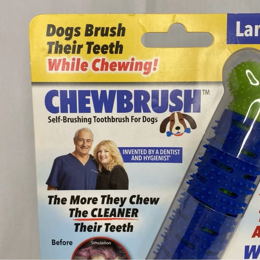 Lot of 2~ChewBrush Large Dogs Blue ~ Self Brushing Toothbrush while Chewing